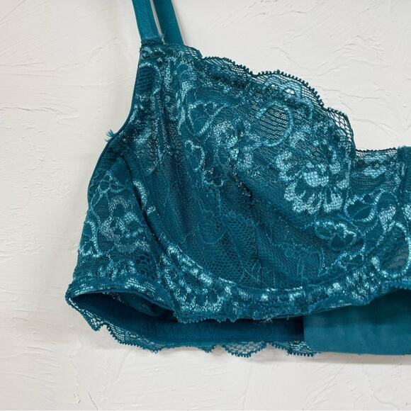 Intimint Teal Green Lace Demi Underwire Push Up Bra 34B Girly Romantic Lingerie - Picture 4 of 8